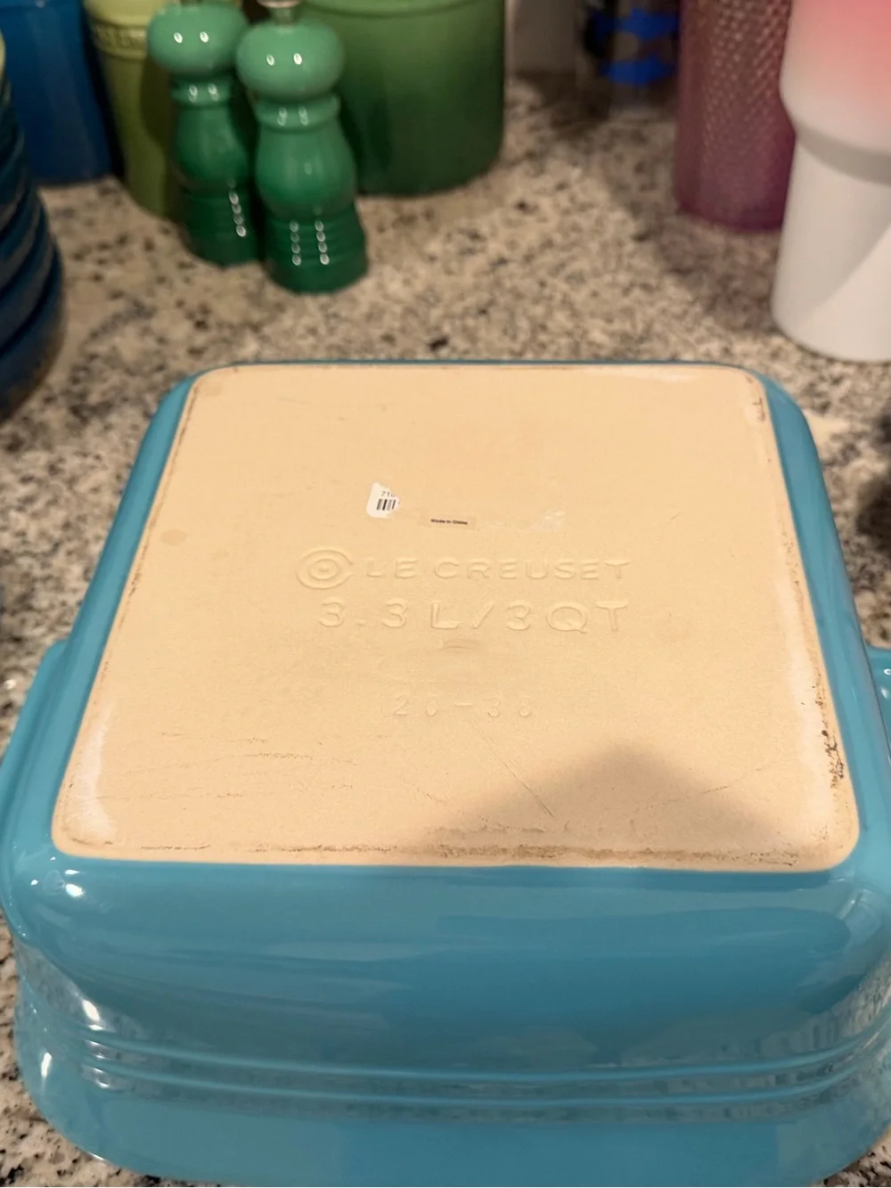Le Creuset Light Blue Stoneware Square Covered Casserole